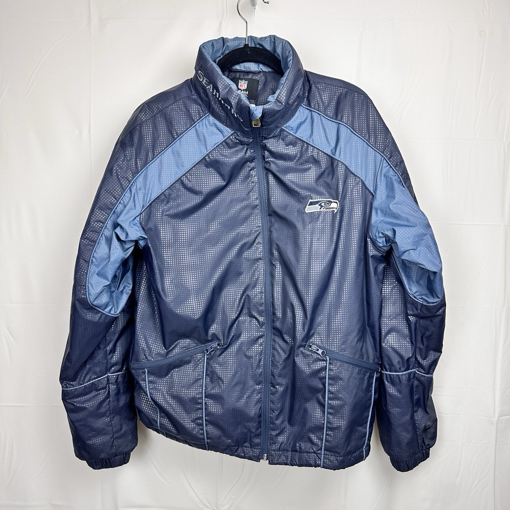 Seattle Seahawks Jacket NFL Team Apparel Mens Medium Blue Full Zip